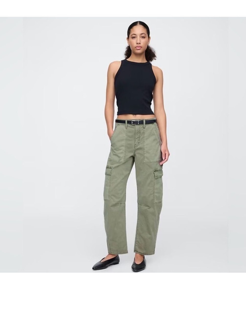 Gap High-Rise Barrel Utility Cargo Pants in Olive Green